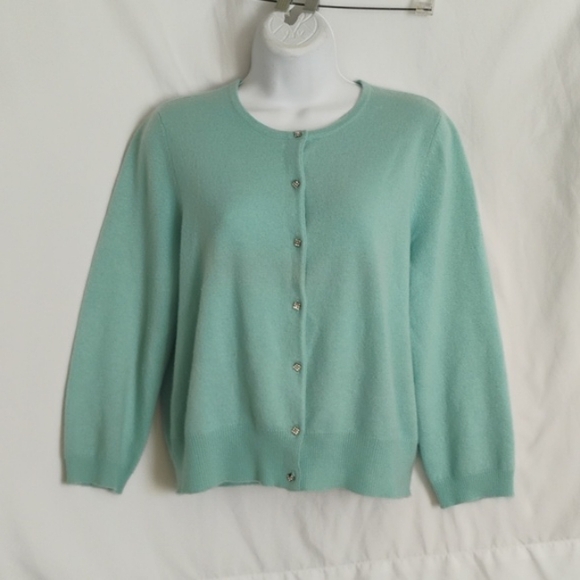 White+Warren Cashmere  Jeweled Button Cardigan Sweater sz XL - Picture 1 of 8
